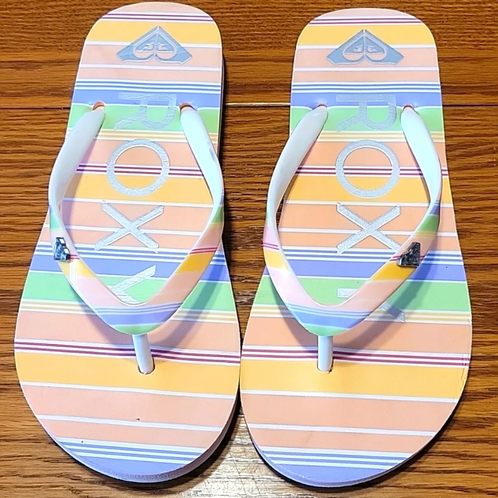 Roxy Kids Flip Flops - Multicolor Stripes - Picture 2 of 6